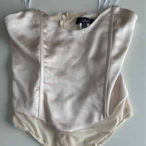 Lulus Satin and Lace Champagne Bodysuit in size small
